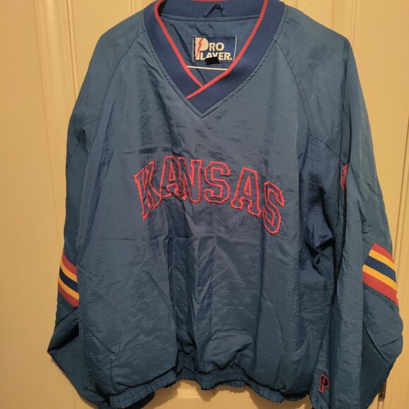 VTG Pro Player XL KU Kansas University Jayhawks Windbreaker Jacket Retro 90s - Picture 1 of 8